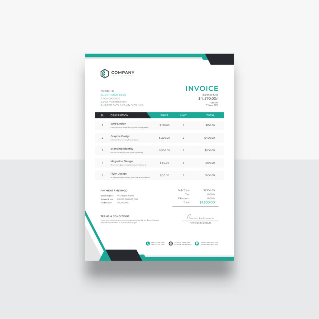 Abstract style business invoice Bundle - MasterBundles