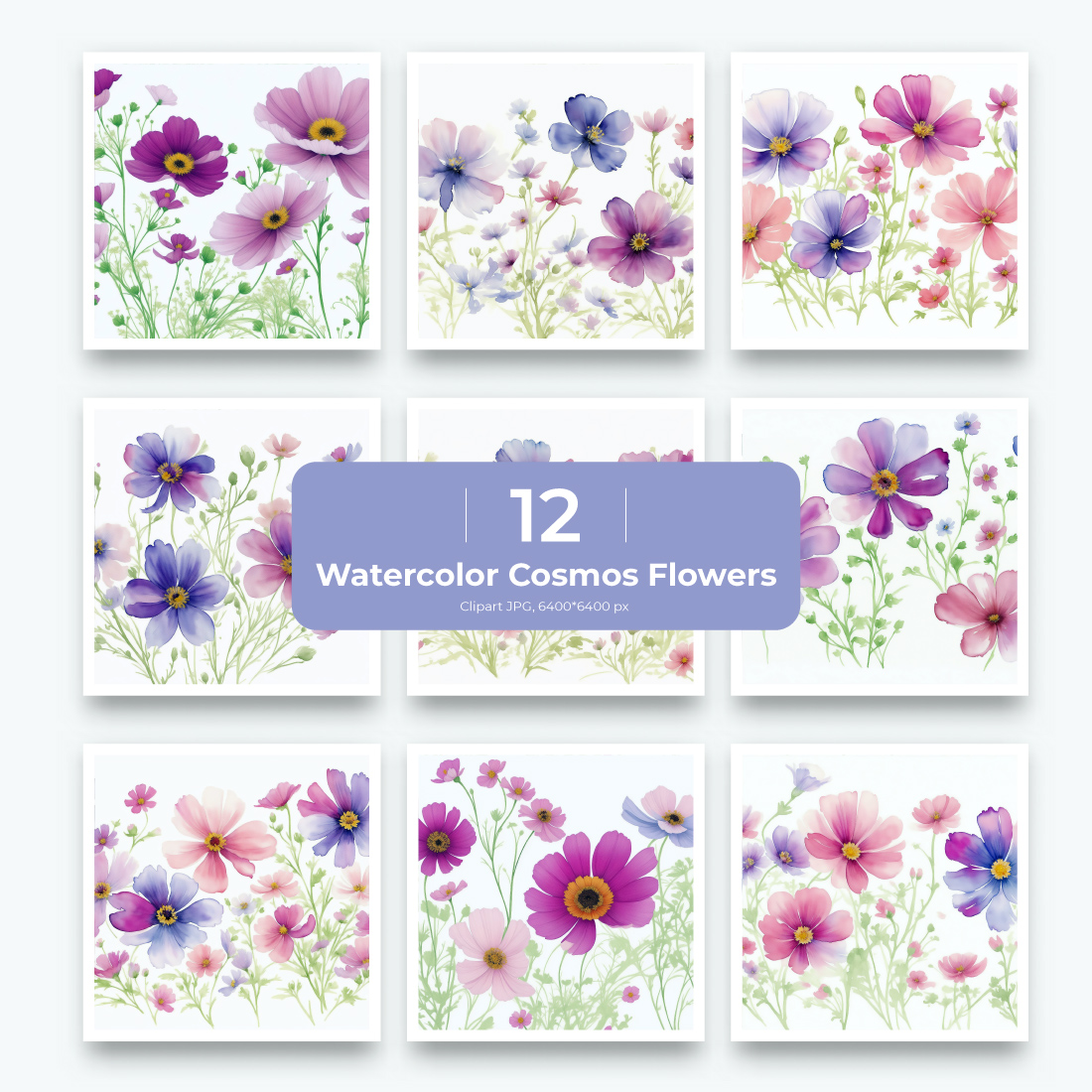 Watercolor Cosmos Flowers Wallpaper cover image.