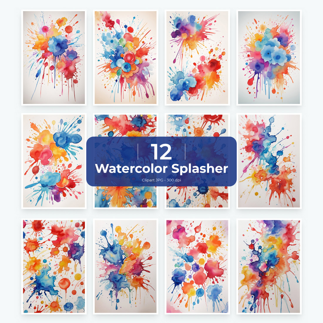 Abstract watercolor splash and stains watercolor png cover image.