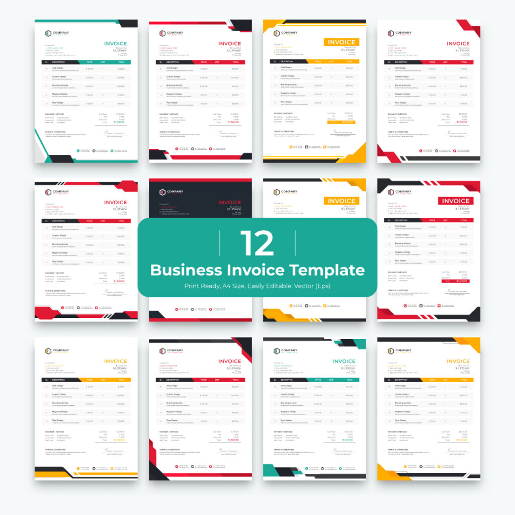 Abstract style business invoice Bundle - MasterBundles