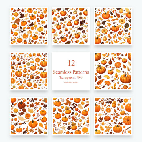 Seamless Autumn Pumpkins fruits Pattern cover image.
