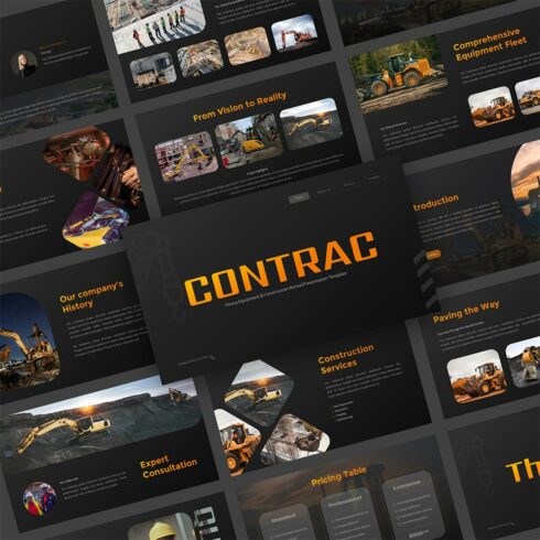 Contrac - Heavy Equipment & Construction Rental Keynote Template cover image.