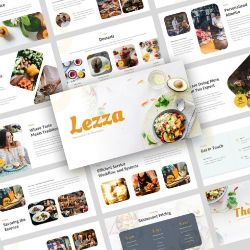Lezza - Restaurant & Cafe PowerPoint Template cover image.