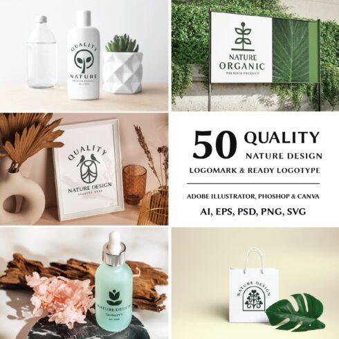 Quality Nature Elegant Branding Logo Maker Kit cover image.