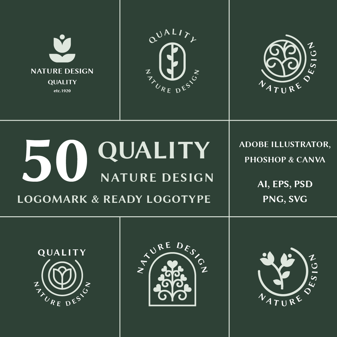 Quality Nature Elegant Branding Logo Maker Kit preview image.