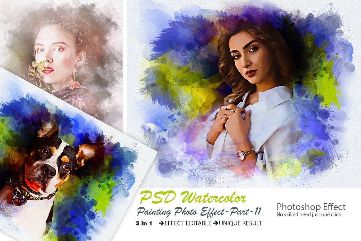 psd watercolor painting photo effect 12