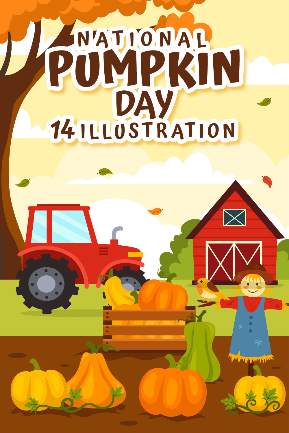 14 National Pumpkin Day Illustration pinterest preview image.