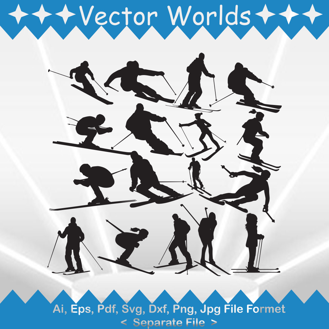 Skiing SVG Vector Design preview image.