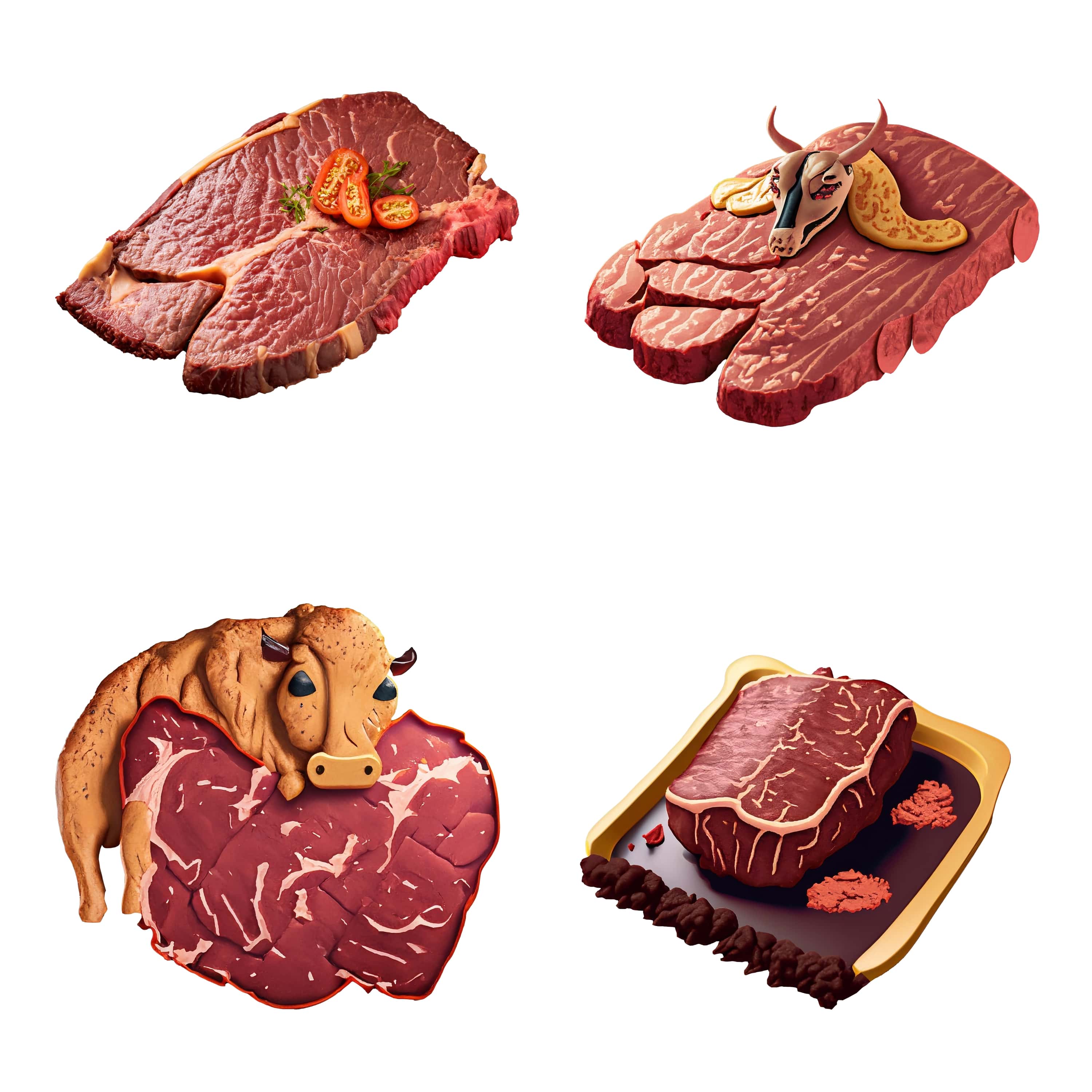 raw beef meat icons set. realistic illustration of raw beef meat icons for web design. 221