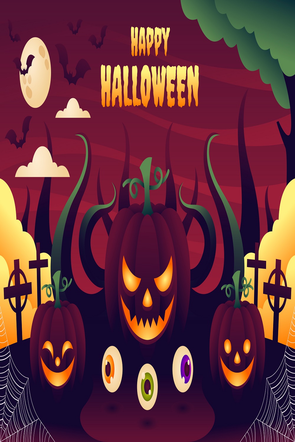 Realistic background Halloween celebration pinterest preview image.