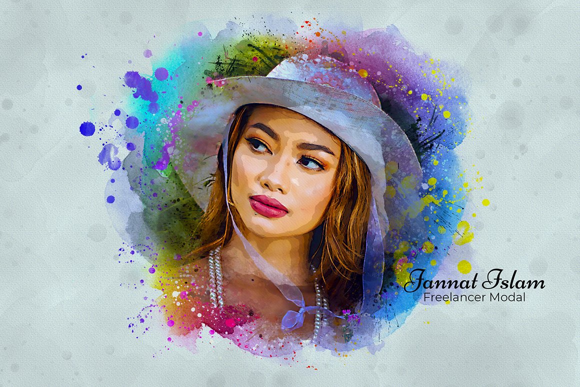 realistic watercolor portrait art photo effect 970