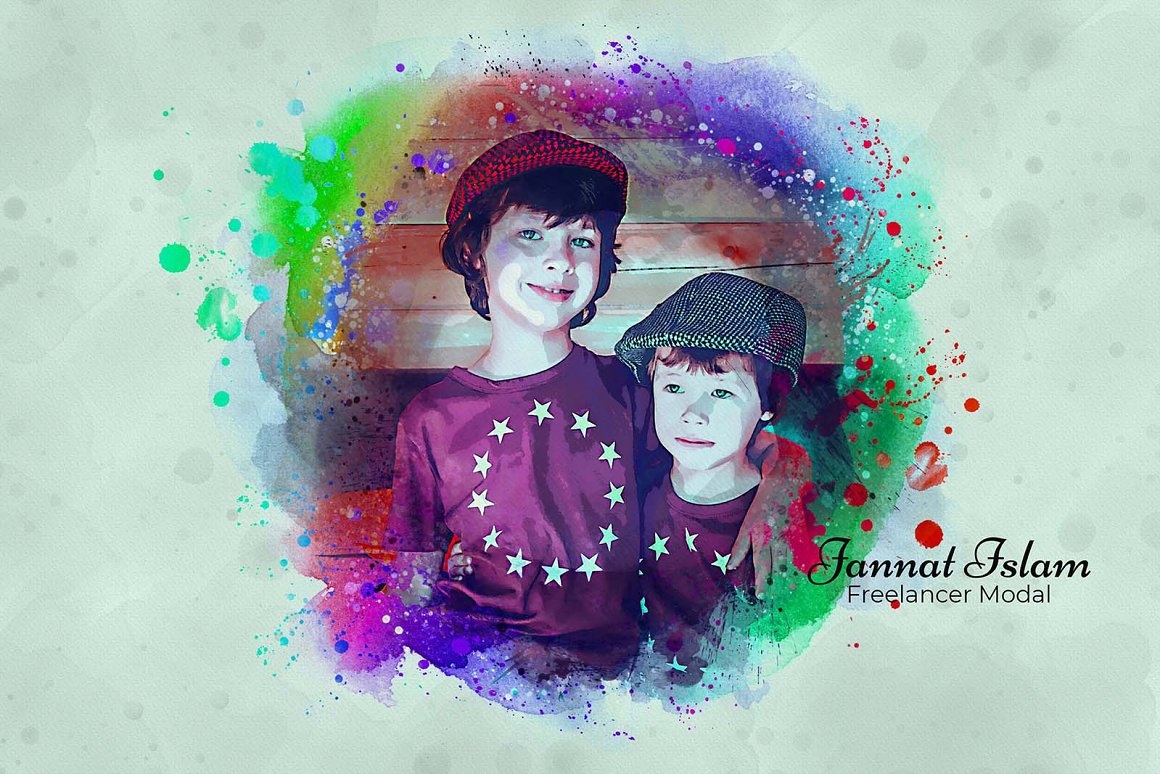 realistic watercolor portrait art photo effect 8 472