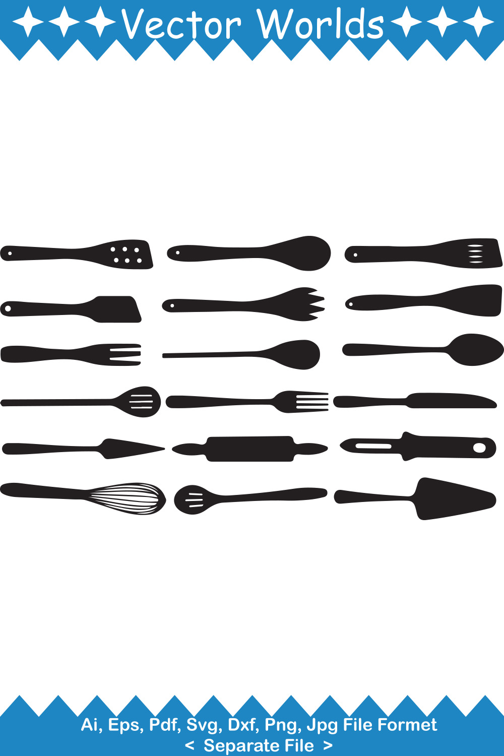 Wooden Spatulas SVG Vector Design pinterest preview image.