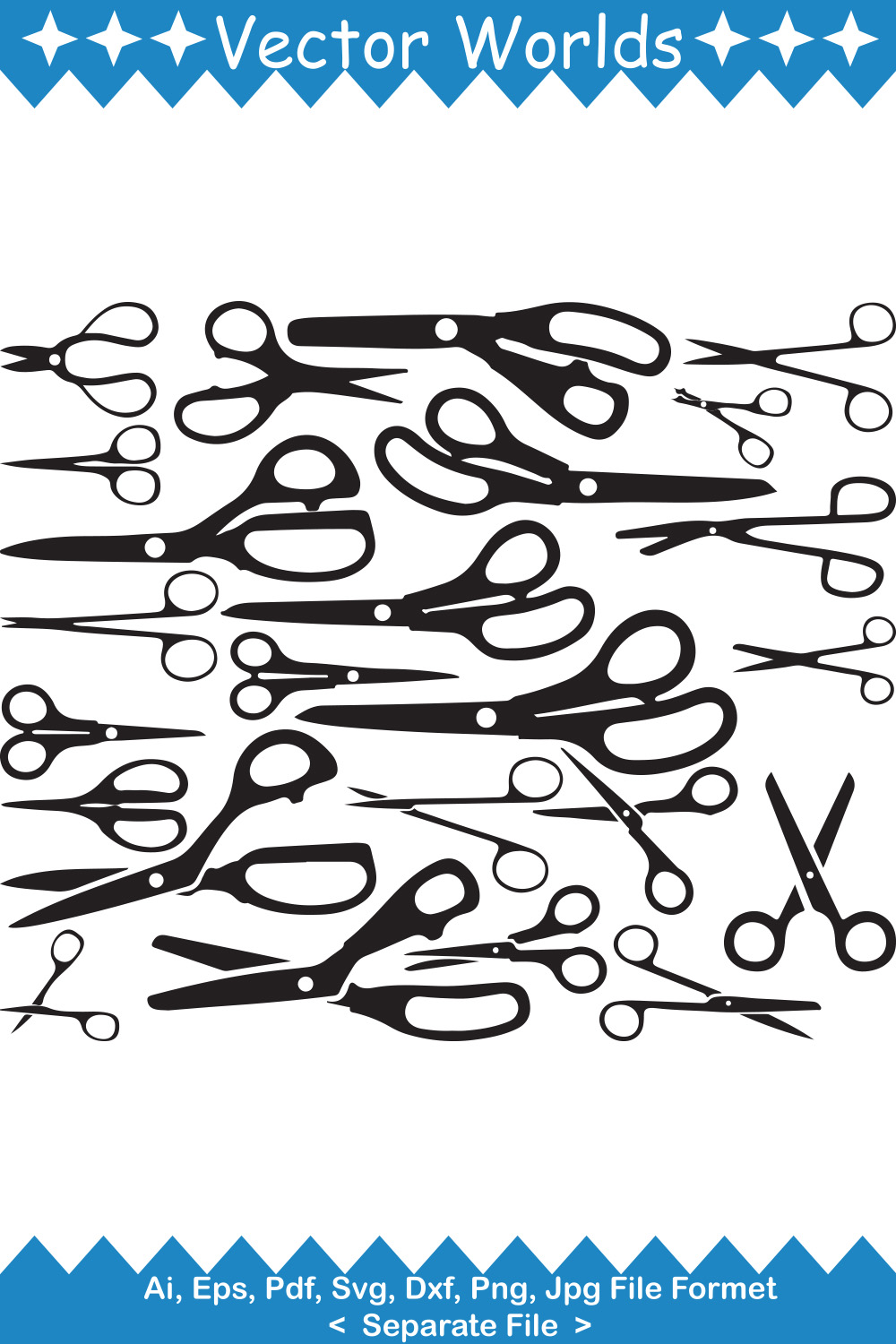 Scissors SVG Vector Design pinterest preview image.