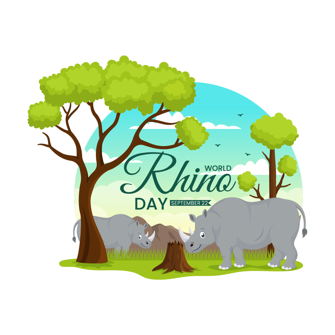 13 World Rhino Day Vector Illustration cover image.
