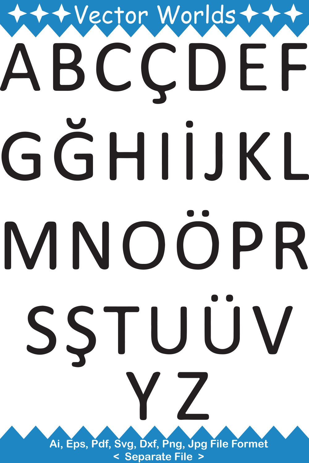 Turkish Letters SVG Vector Design pinterest preview image.