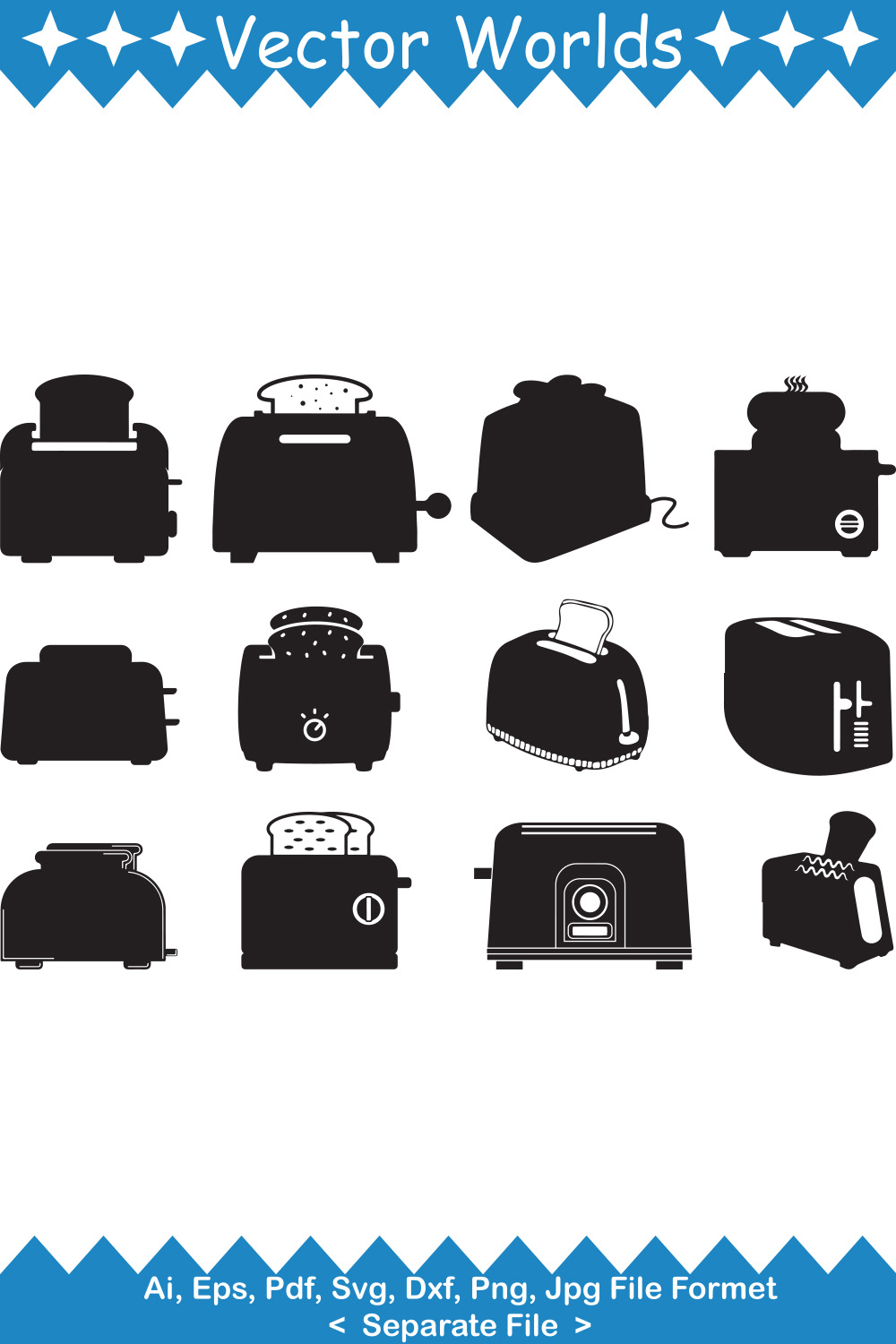 Toaster SVG Vector Design pinterest preview image.