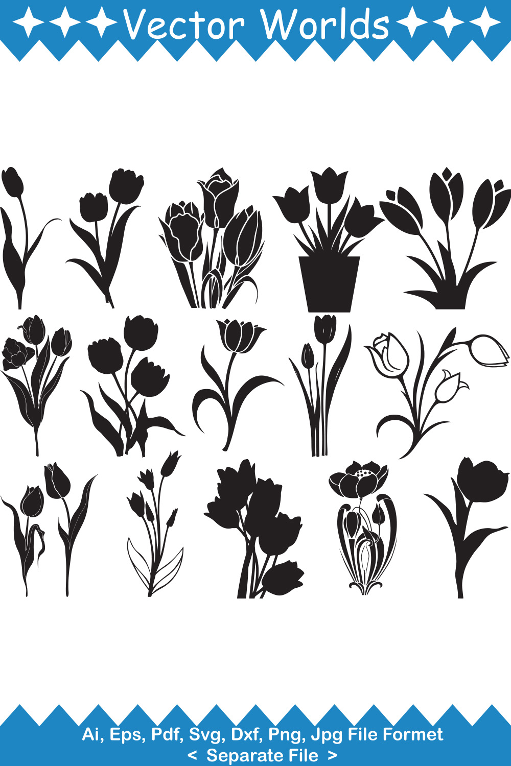 Tulip Flower SVG Vector Design pinterest preview image.