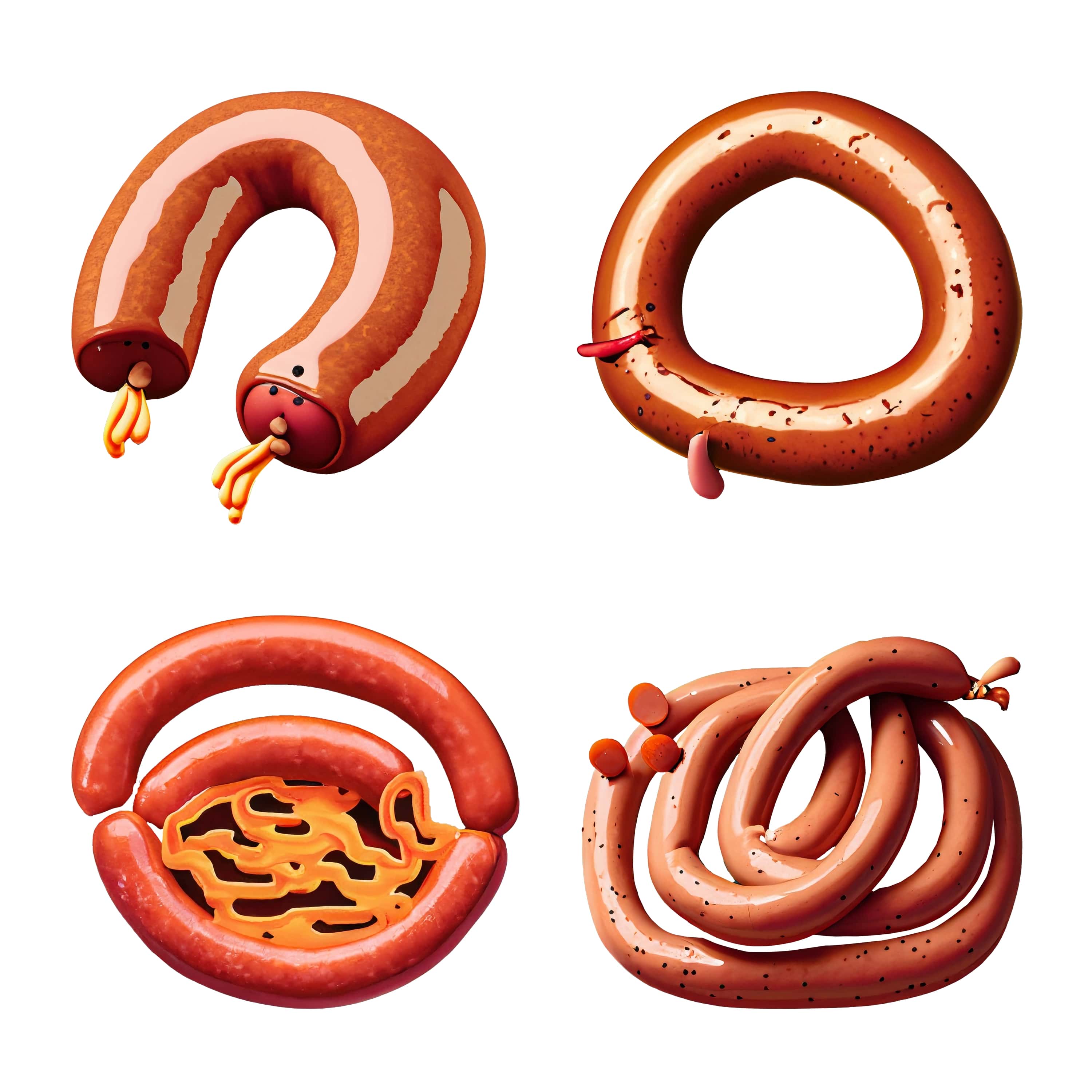 sausage icons set. cartoon set of sausage icons for web design. 13