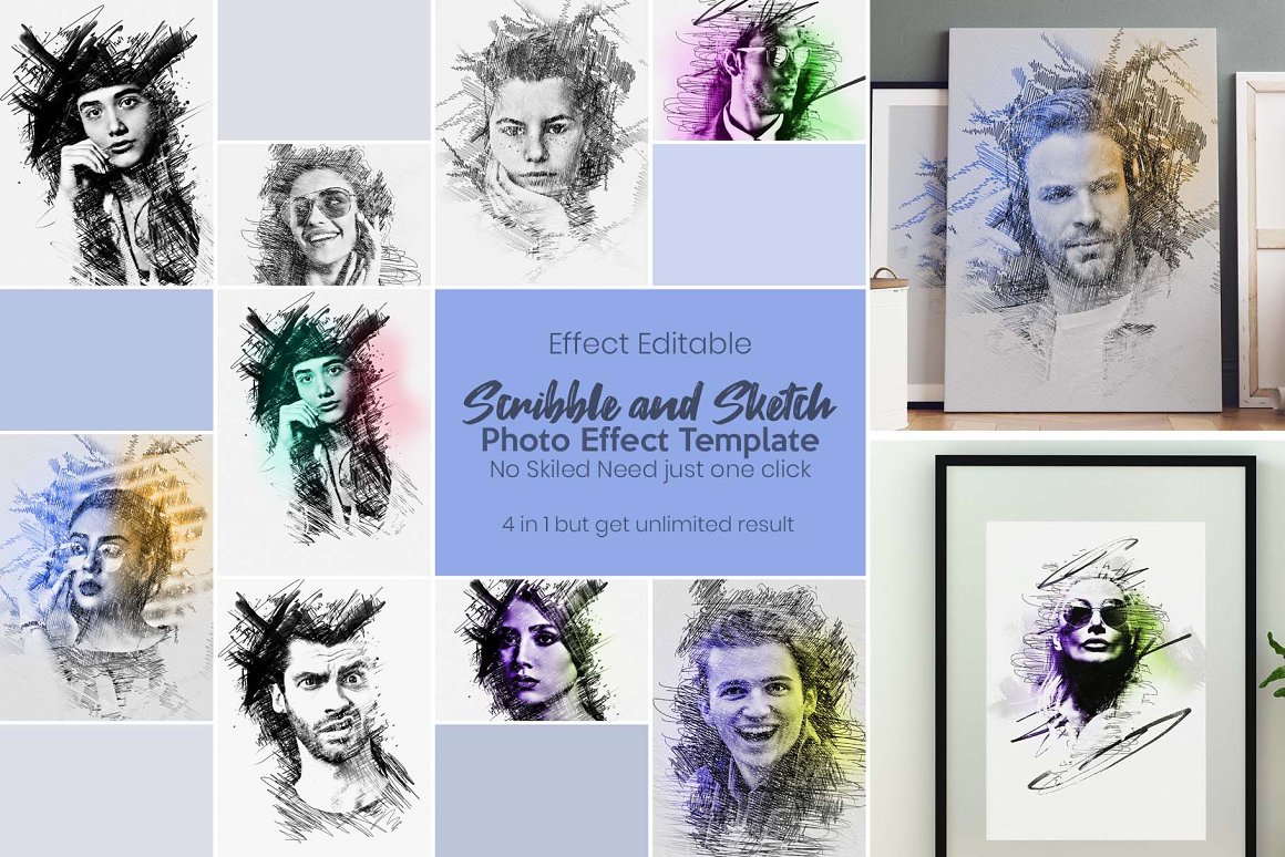 scribble and sketch photo effect template 426