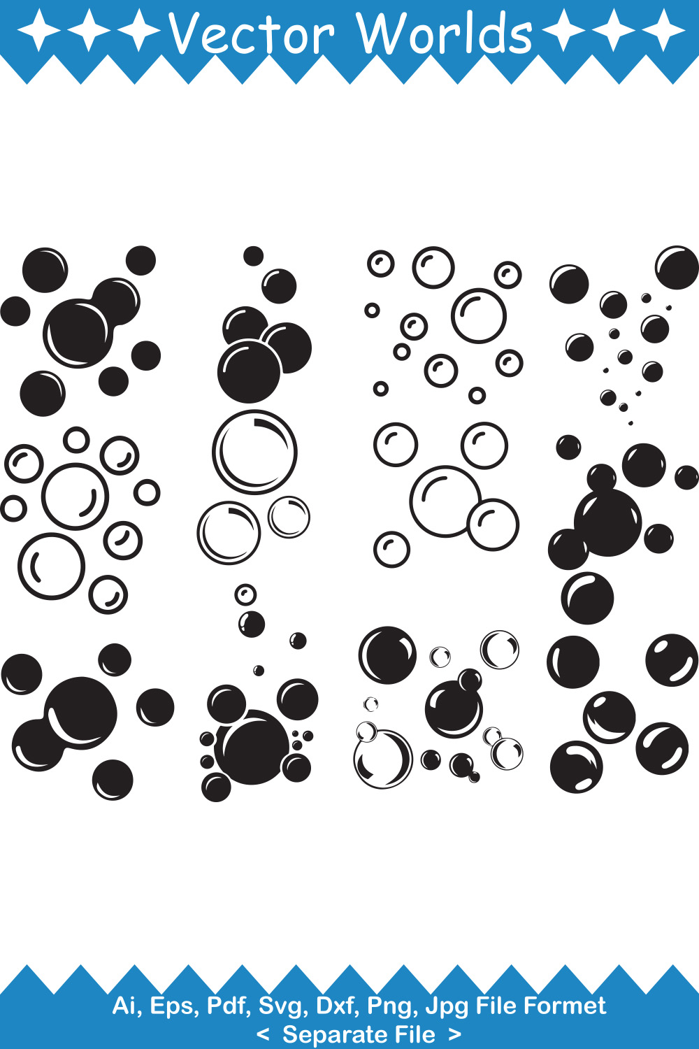 Soap bubbles SVG Vector Design pinterest preview image.