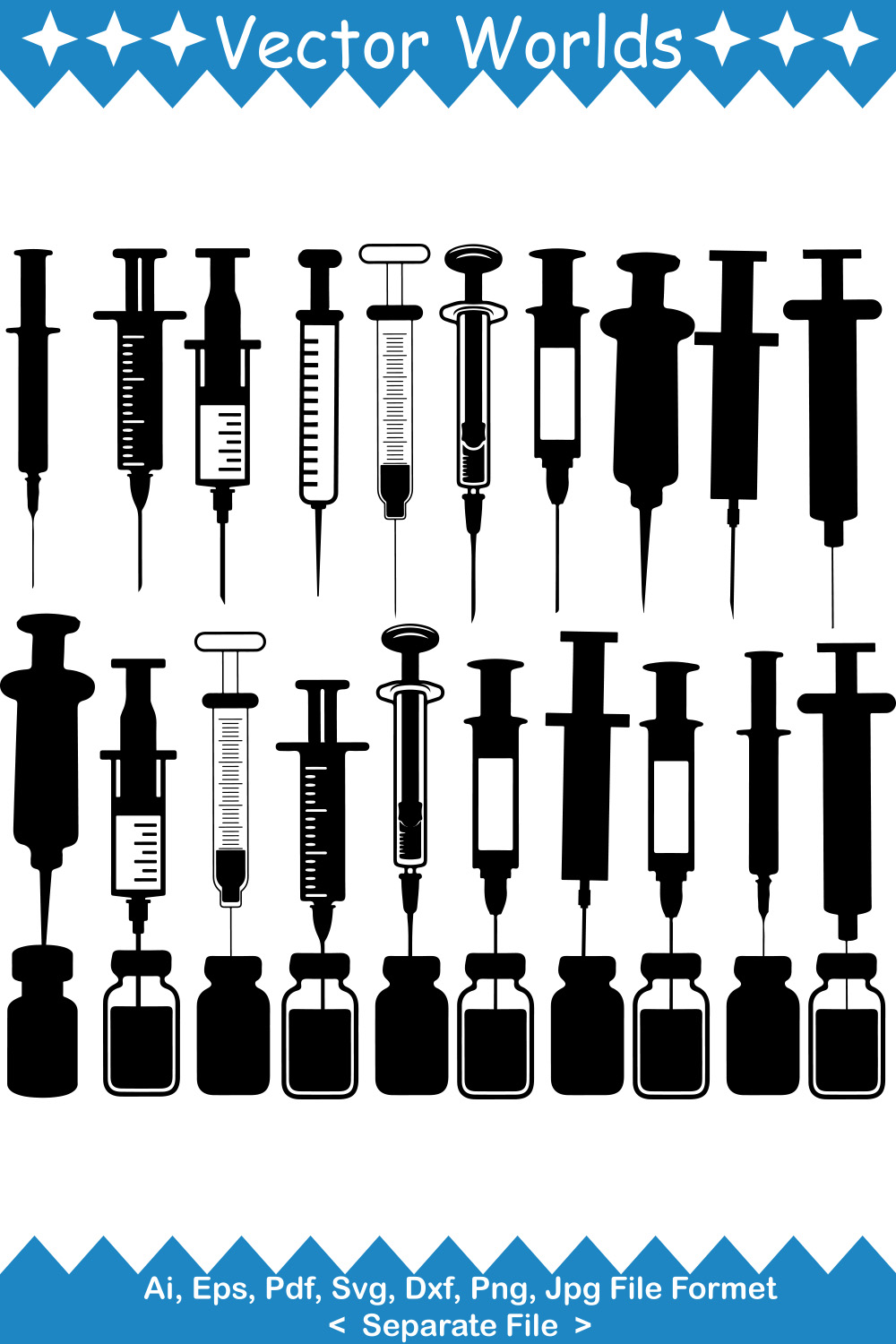 Syringe SVG Vector Design pinterest preview image.