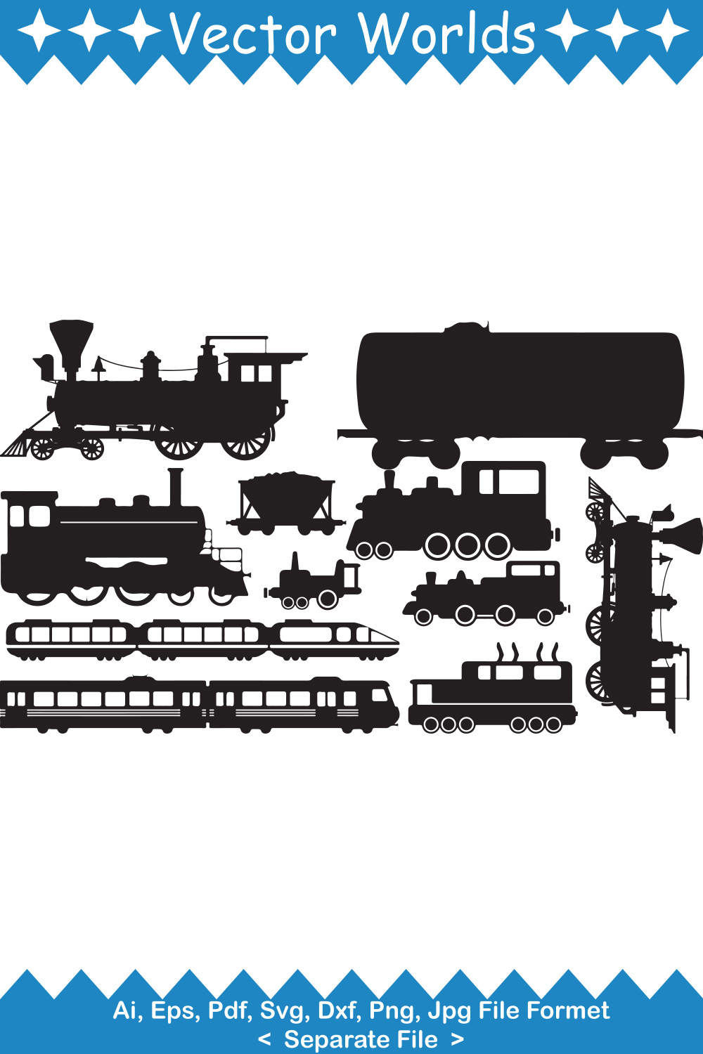 Vintage Train SVG Vector Design pinterest preview image.