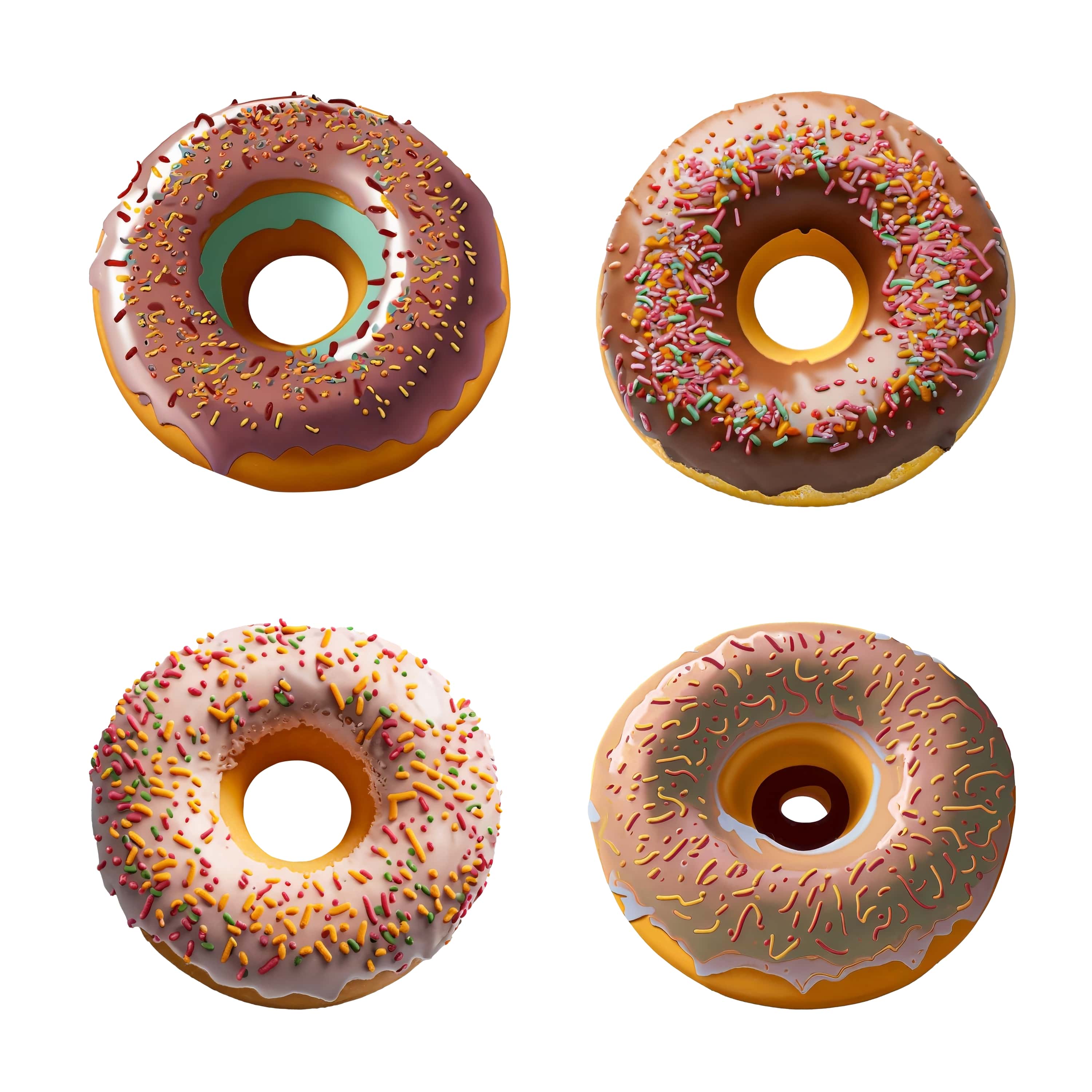 set of glazed donuts with sprinkles. vector illustration. 53