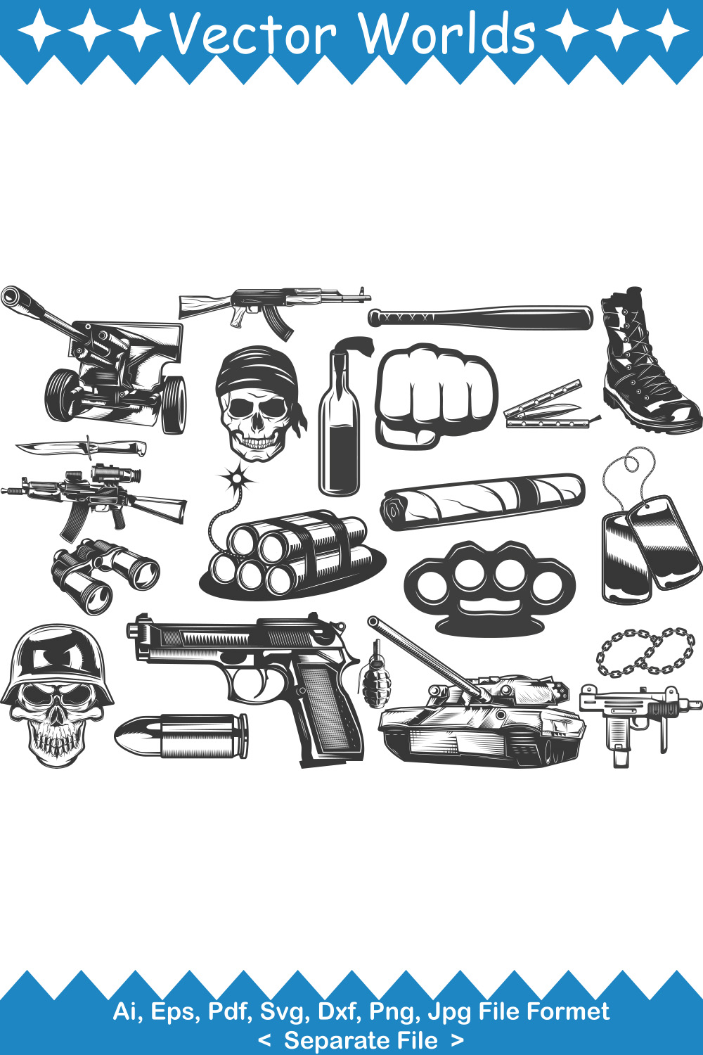 Set Of Military SVG Vector Design pinterest preview image.