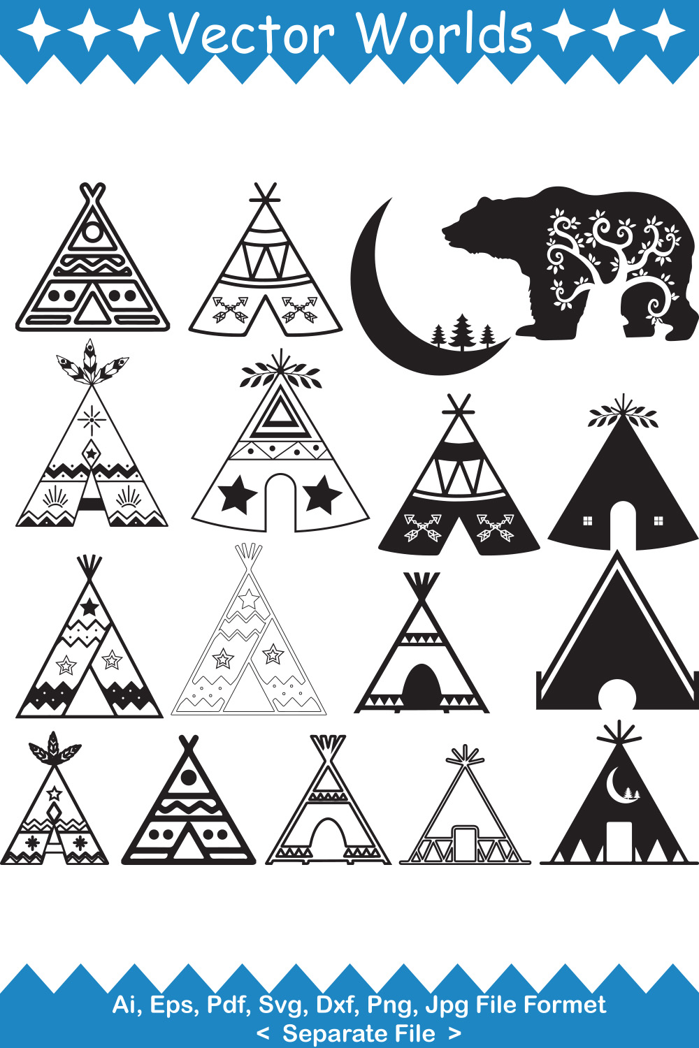 Tipi SVG Vector Design pinterest preview image.