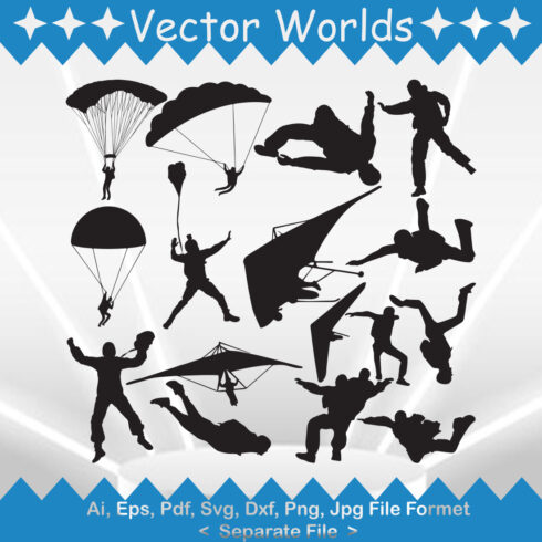 Sky Diving SVG Vector Design cover image.