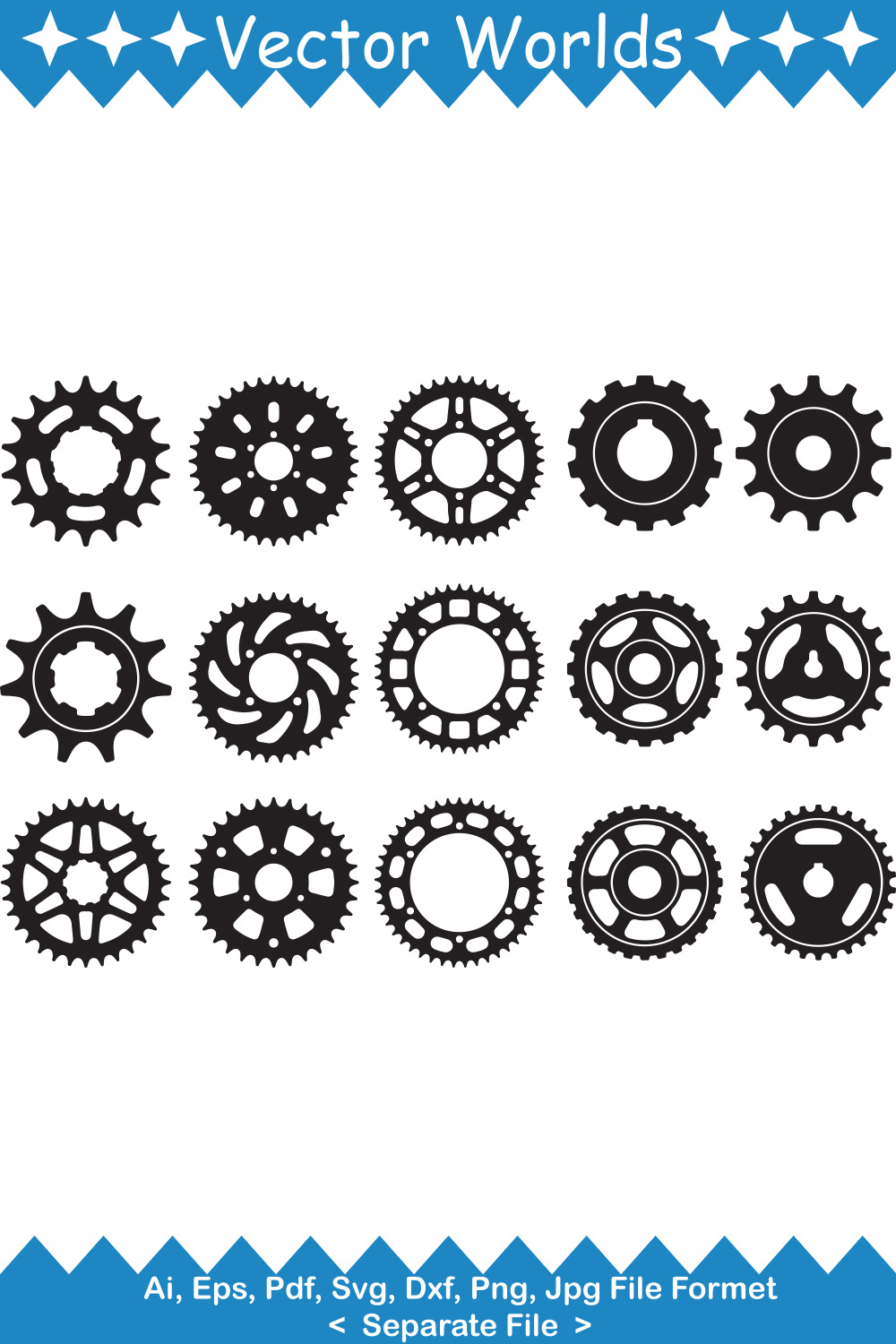 Sprocket Wheels SVG Vector Design pinterest preview image.