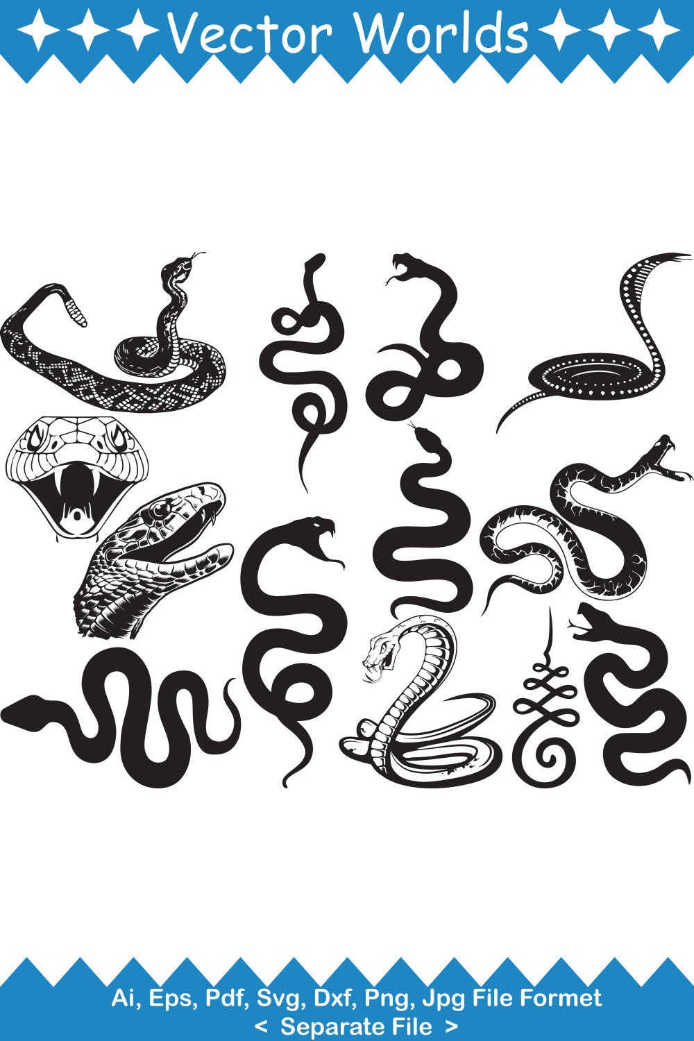 Snake Ornament SVG Vector Design pinterest preview image.