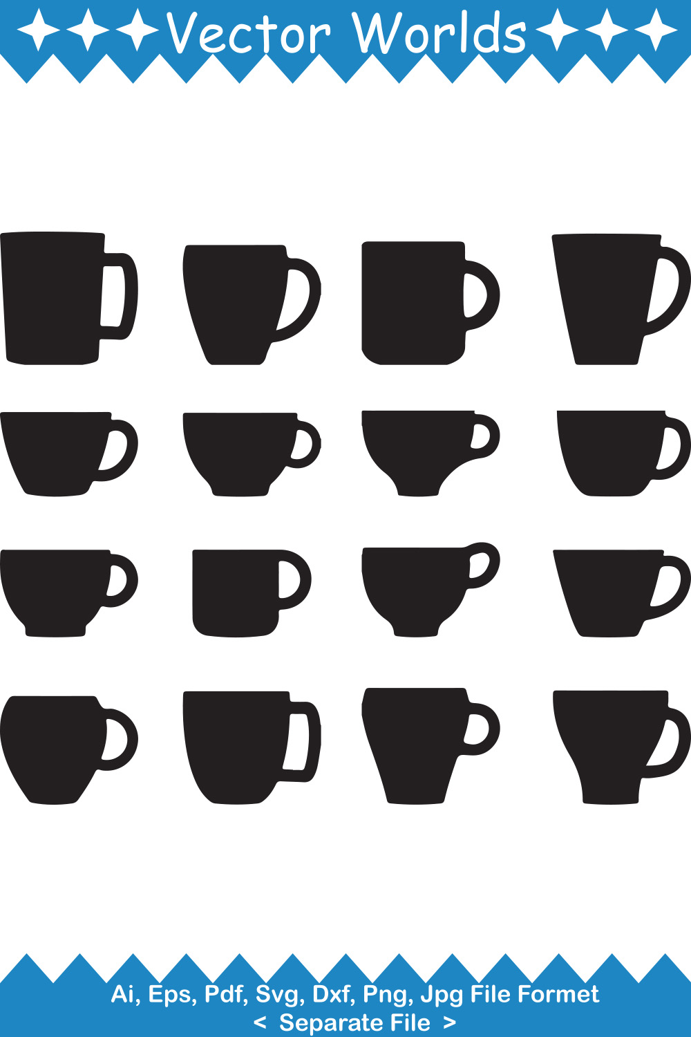 Tea Cup SVG Vector Design pinterest preview image.