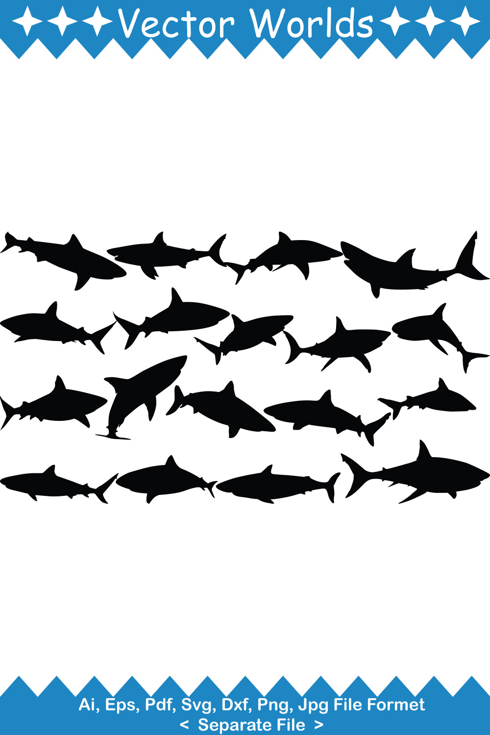 Shark SVG Vector Design pinterest preview image.