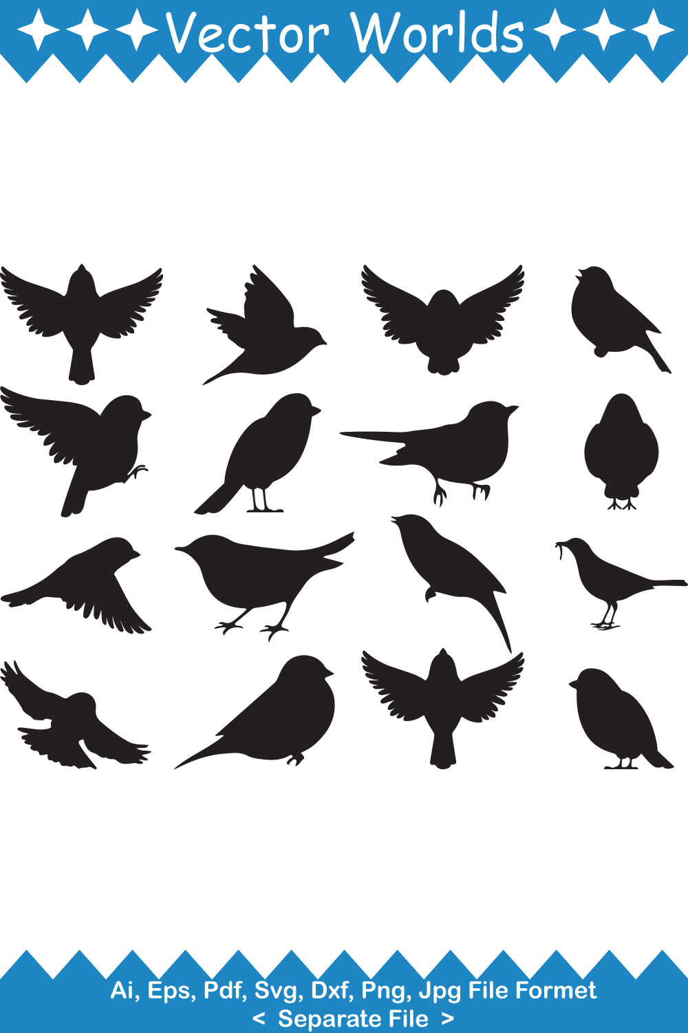 Sparrow SVG Vector Design pinterest preview image.