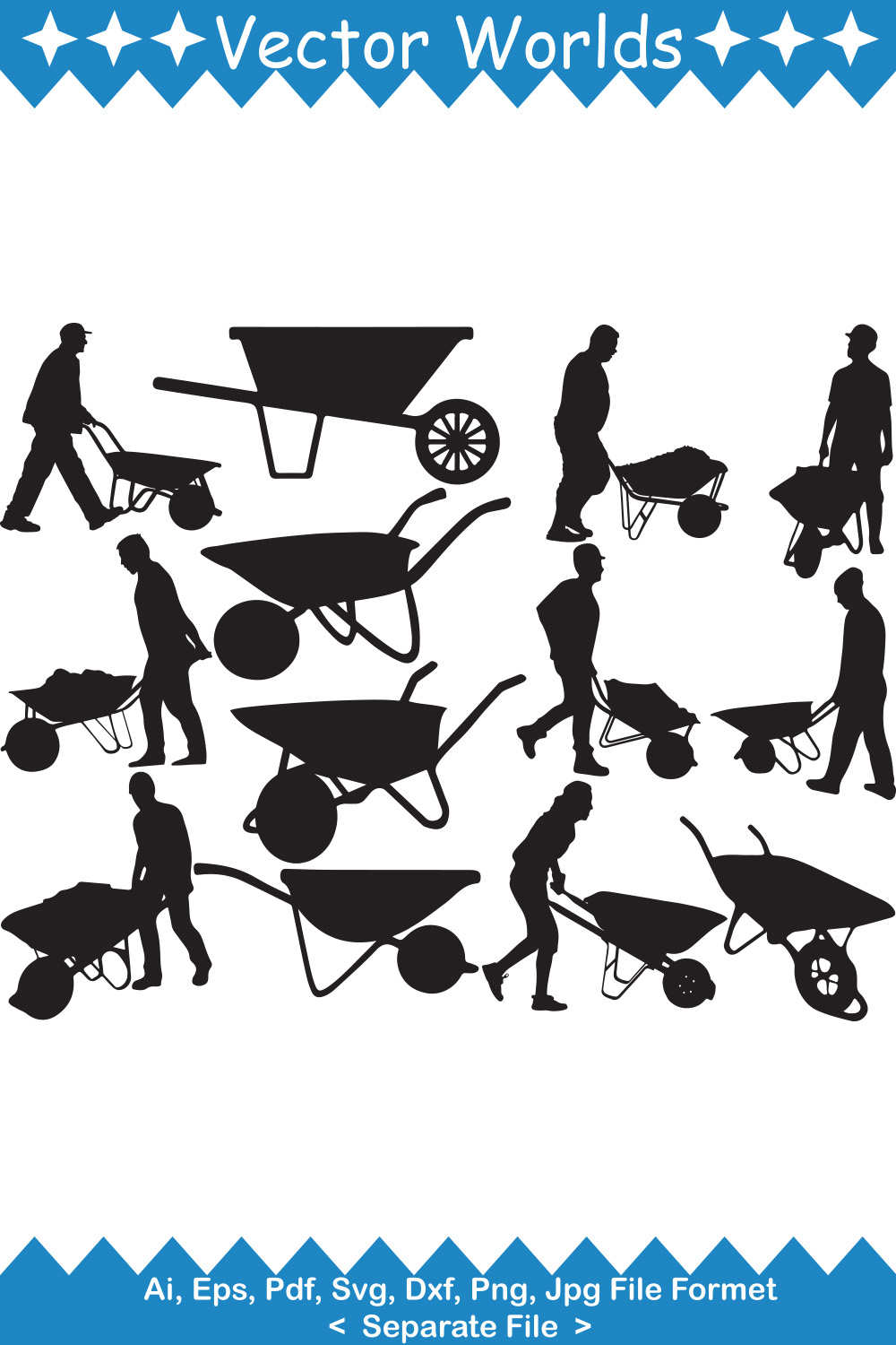 Wheelbarrow SVG Vector Design pinterest preview image.