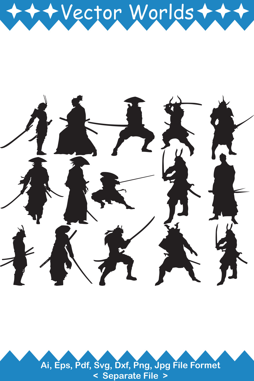 Samurai SVG Vector Design pinterest preview image.