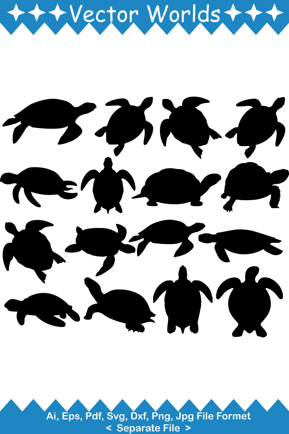 Turtle SVG Vector Design pinterest preview image.