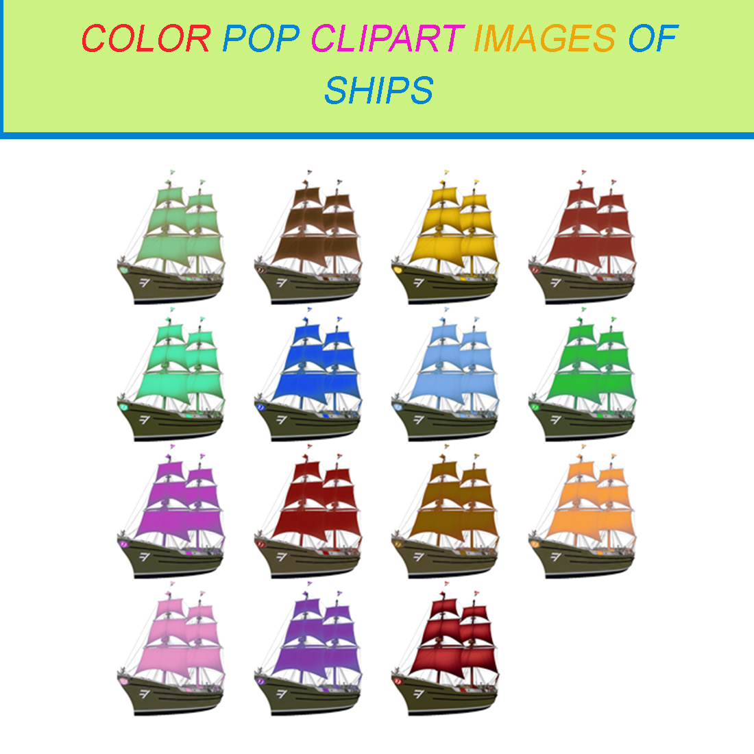 15 COLOR POP CLIPART IMAGES OF SHIPS cover image.