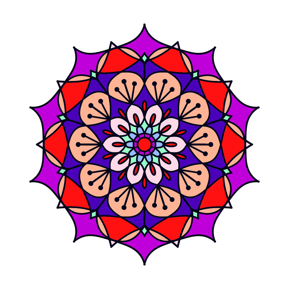 Simple Vector Paper Cutting Mandala Design preview image.