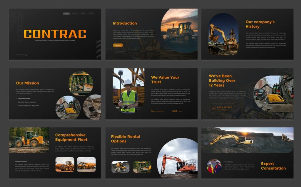 Contrac - Heavy Equipment & Construction Rental Google Slides Template ...