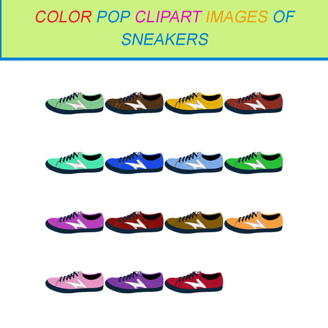 15 COLOR POP CLIPART IMAGES OF SNEAKERS cover image.