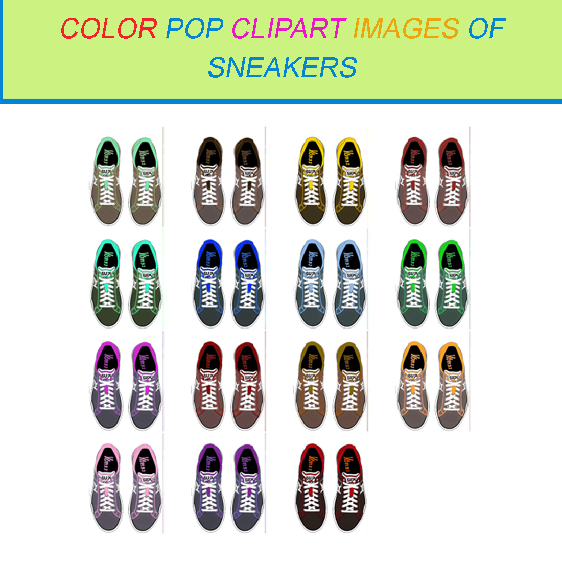 15 COLOR POP CLIPART IMAGES OF SNEAKERS cover image.