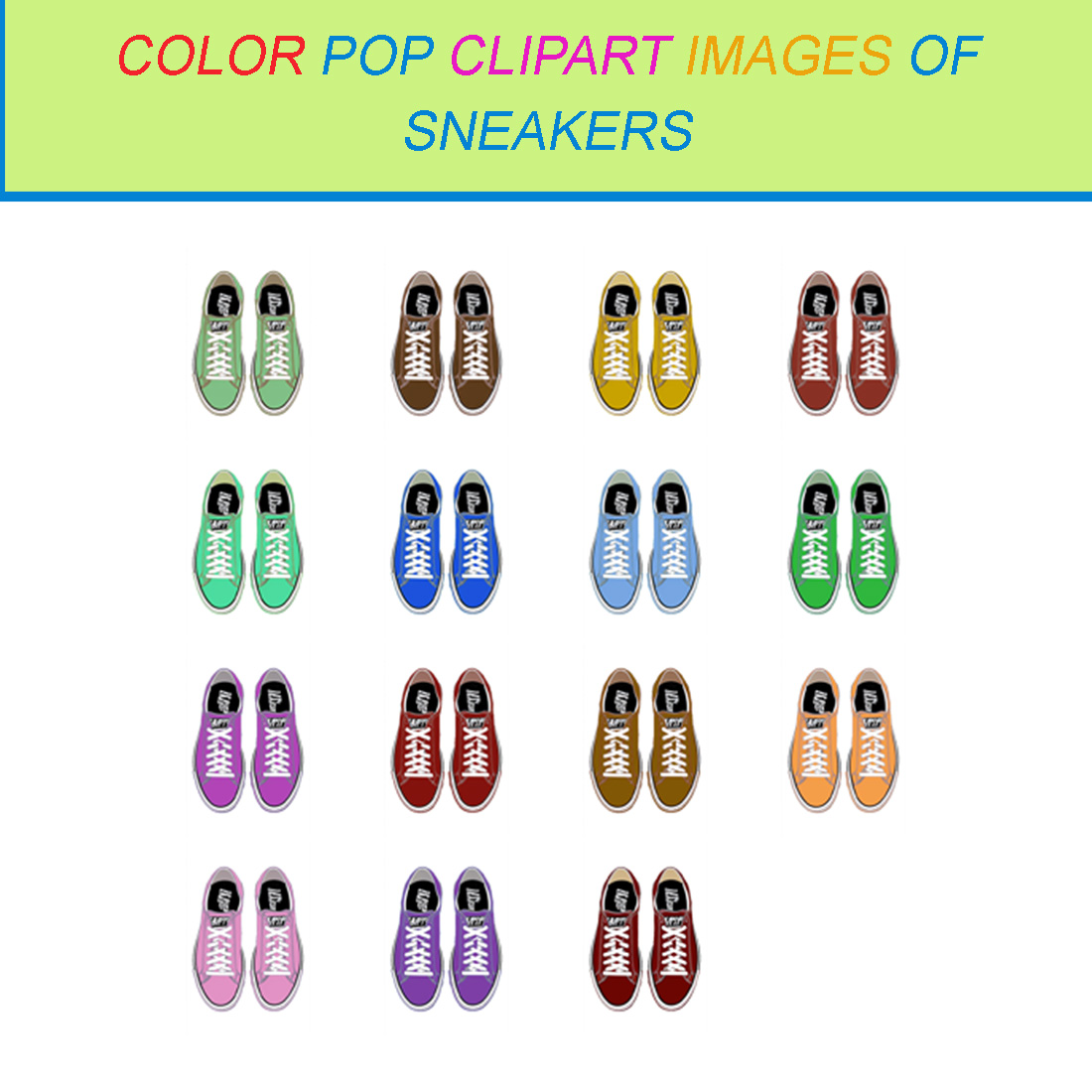 15 COLOR POP CLIPART IMAGES OF SNEAKERS cover image.