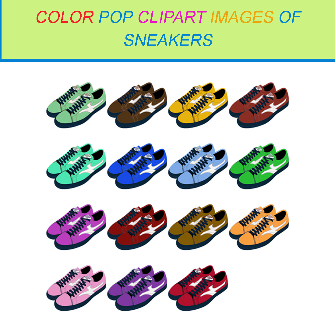 15 COLOR POP CLIPART IMAGES OF SNEAKERS cover image.