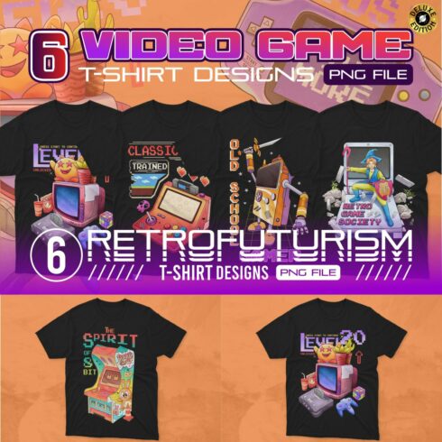 Video Game T-shirt Designs Bundle, Gaming T shirt Designs cover image.