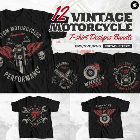 Vintage Motorcycle Vector Graphic T-shirt Designs Bundle cover image.