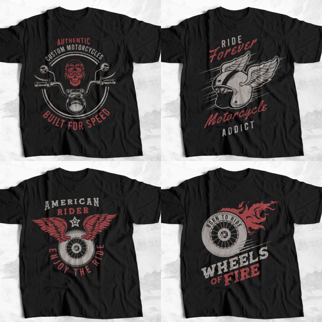 Vintage Motorcycle Vector Graphic T-shirt Designs Bundle preview image.