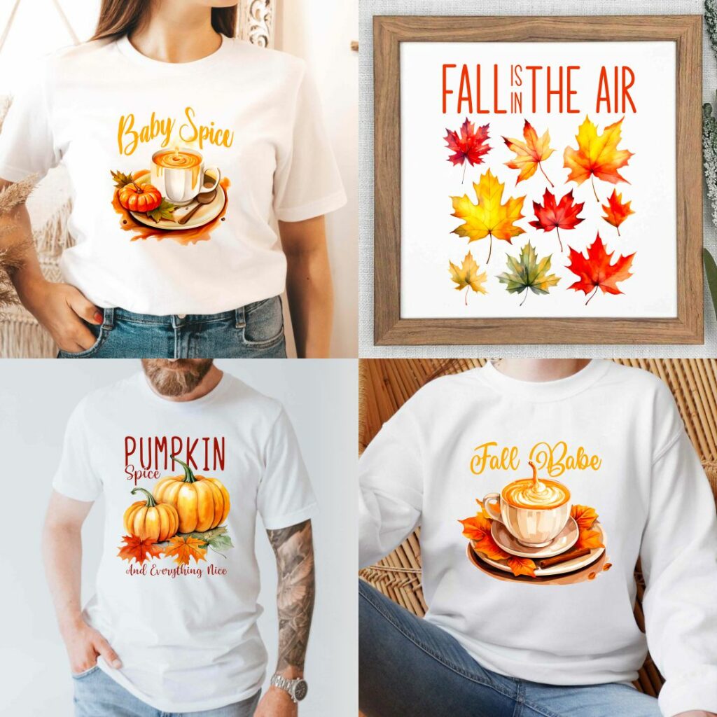 Mega Bundle Autumn Fall Sublimation PNG, Fall Quotes T-shirt Designs ...